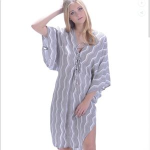 Walker & Wade Mallorca caftan, Taupe/White, S/M, NWT